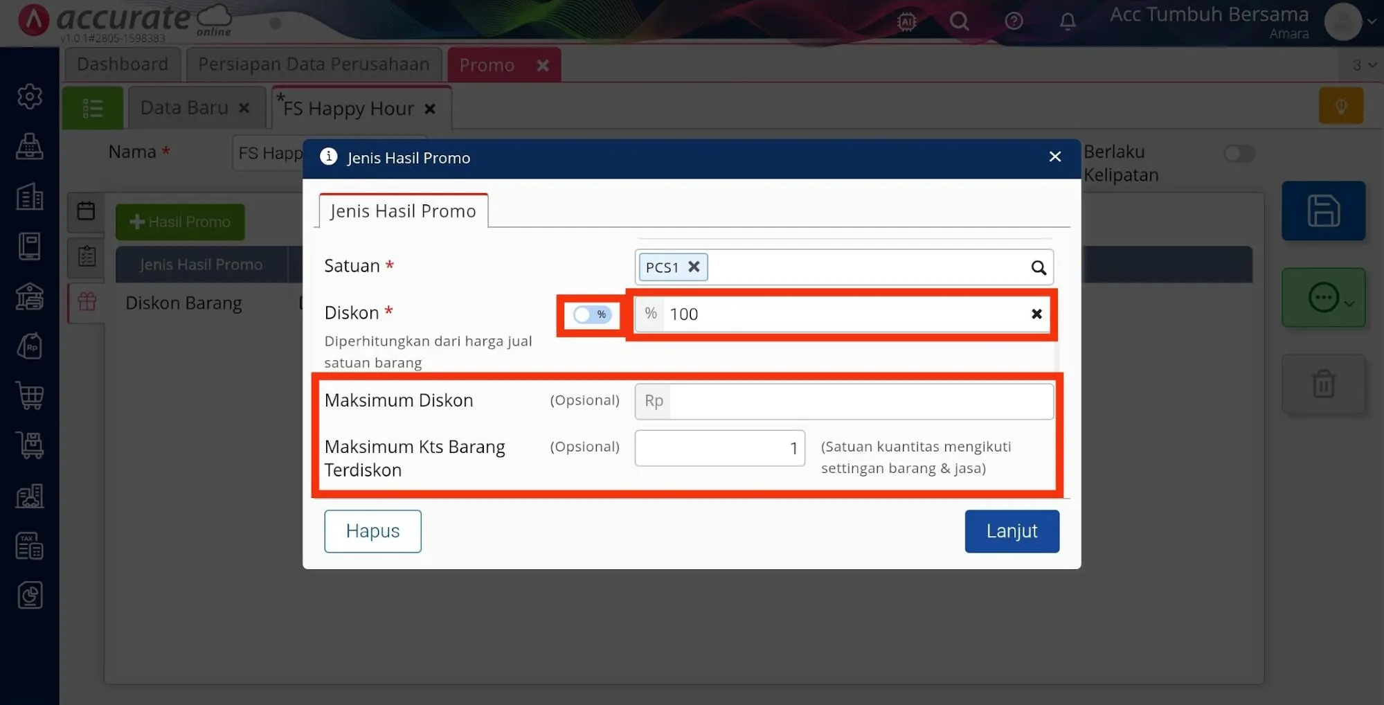 8 Cara membuat promo BOGO pada Accurate POS